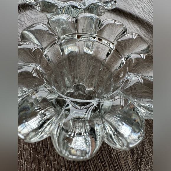 2pk Vintage Set Boopie Style Clear Glass Tapered Candlestick Holders Home Decor - Picture 9 of 10